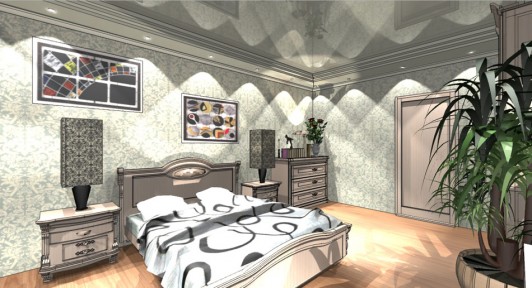 Дизайн интерьера спальной комнаты в доме серии 121-3Т