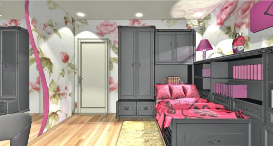 Дизайн проект спальной комнаты для девушки