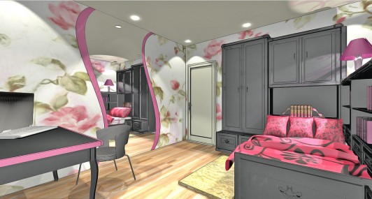 Дизайн проект спальной комнаты для девушки